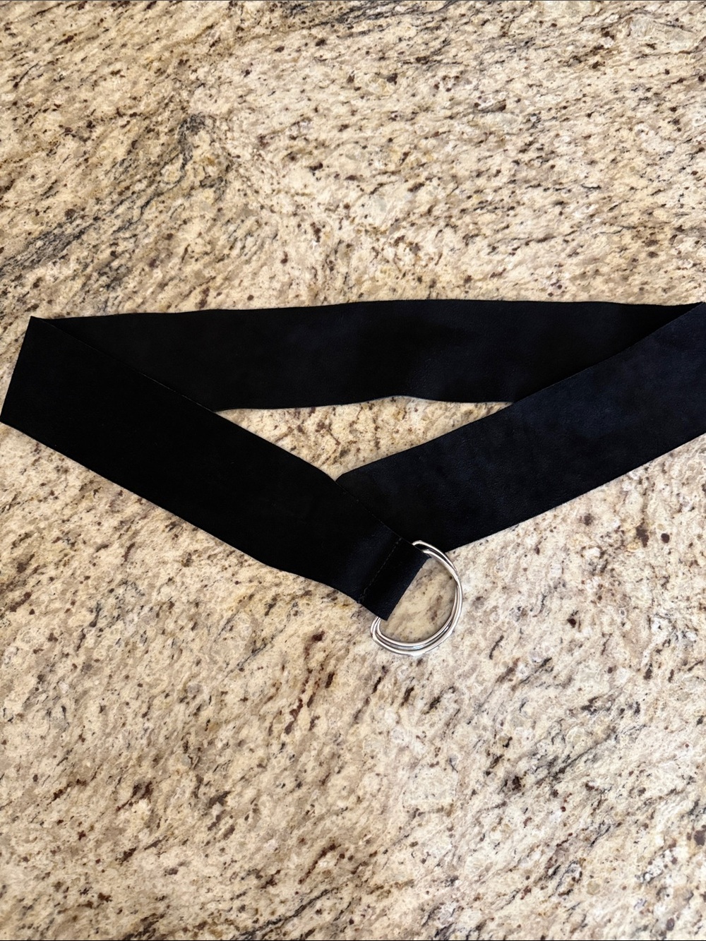 Urban Outfitters Black Wide Suede Belt with Silver D-Ring 47”L x 3”W NWOT